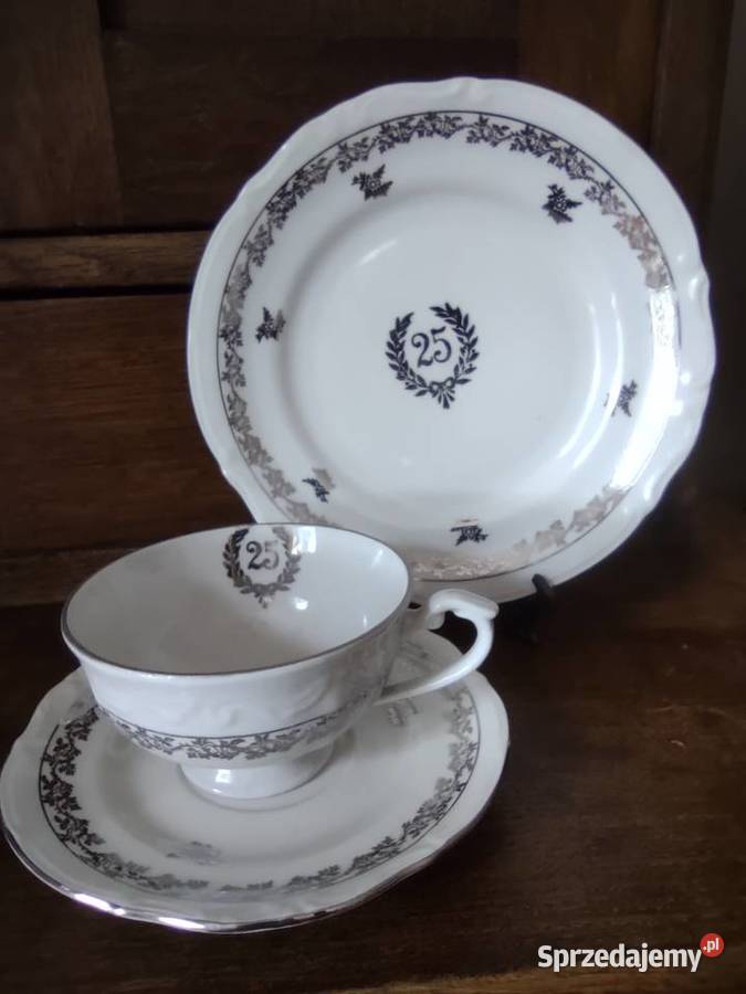 Zestaw trio porcelana Chodzież Jubileusz 25 lat Gniezno