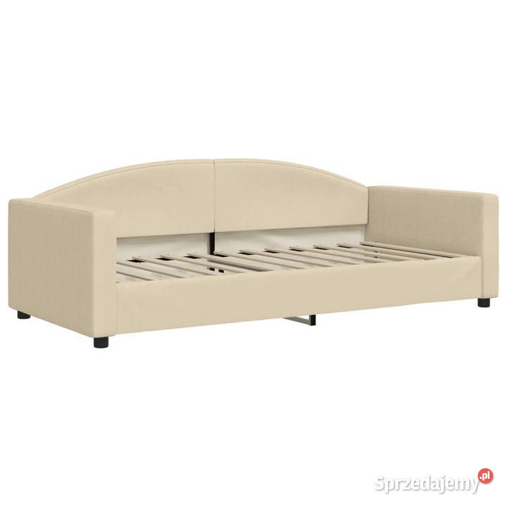 Sofa z materacem do spania kremowa tkanina Warszawa