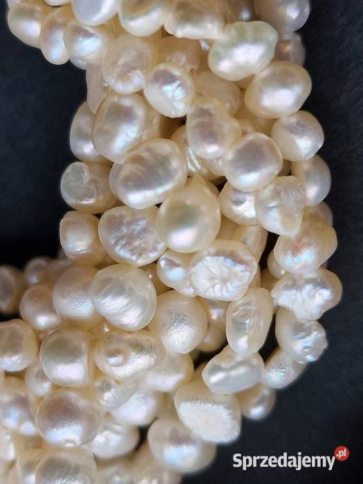 BIAŁE BAROKOWE PERŁY NATURALNE NASZYJNIK I Częstochowa