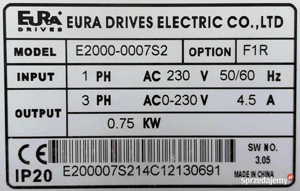 falownik 075kW 230V3x230V Pigża