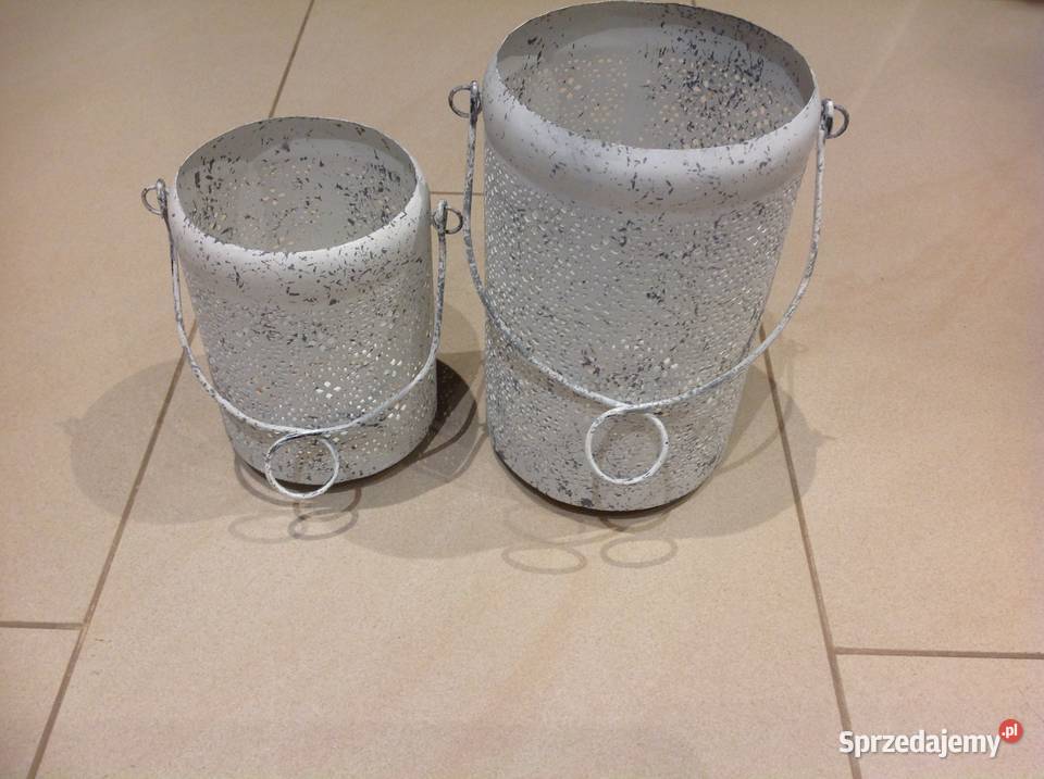 Biały Lampion Ażurowy Metalowy 2 Nowa Sól