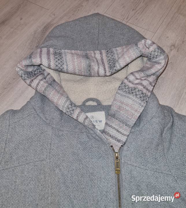 Płaszcz damski popielaty kaptur 38M Kaptur łódzkie