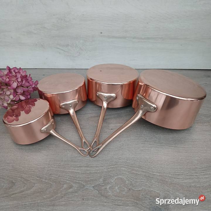 Miedziany garnek miedziane rondle komplet 4 Przybory kuchenne Warszawa