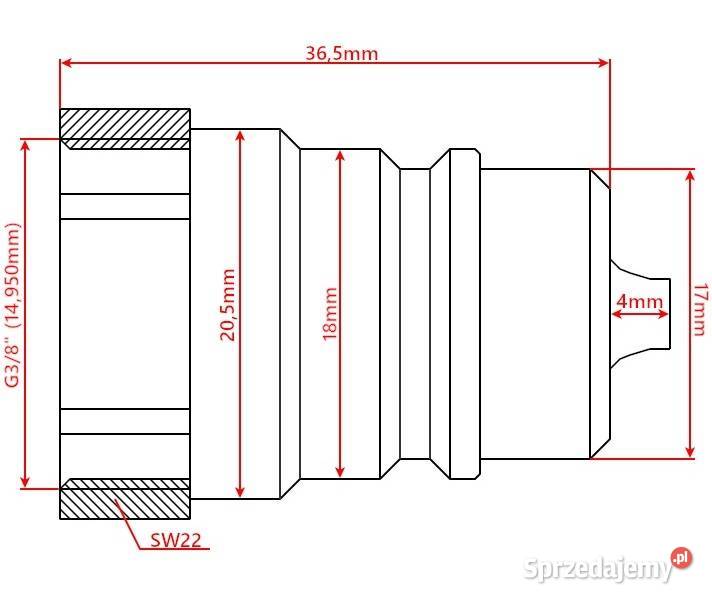 Szybkozłącze Hydrauliczne EURO WTYCZKA GW WEW 38 Solec Kujawski