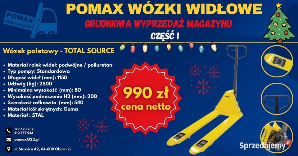 WÓZEK PALETOWY TOTAL SOURCE 1150 mm wielkopolskie Oborniki
