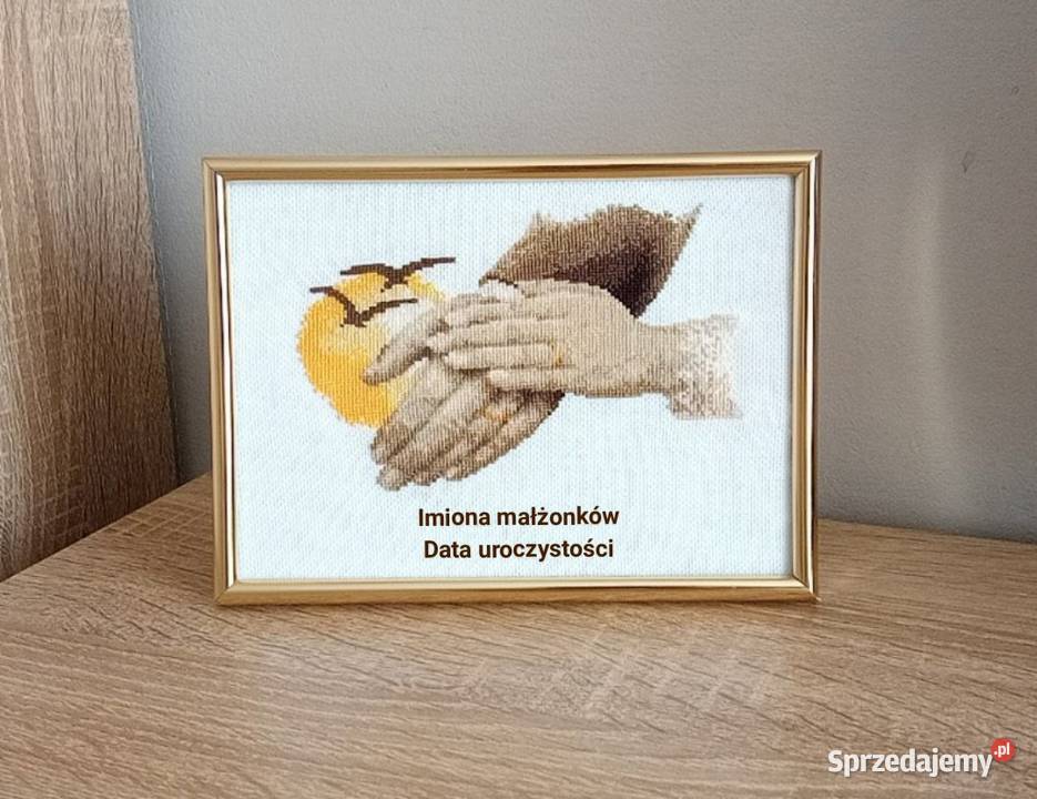 Pamiątka ślubu rocznicy haft krzyżykowy Olsztyn