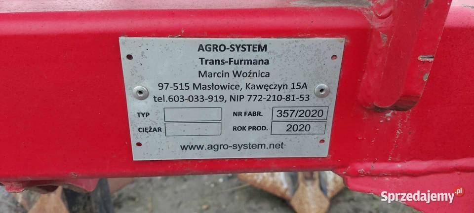 Agregat uprawowy ścierniskowy gruber Agro System Rembieszyce sprzedam