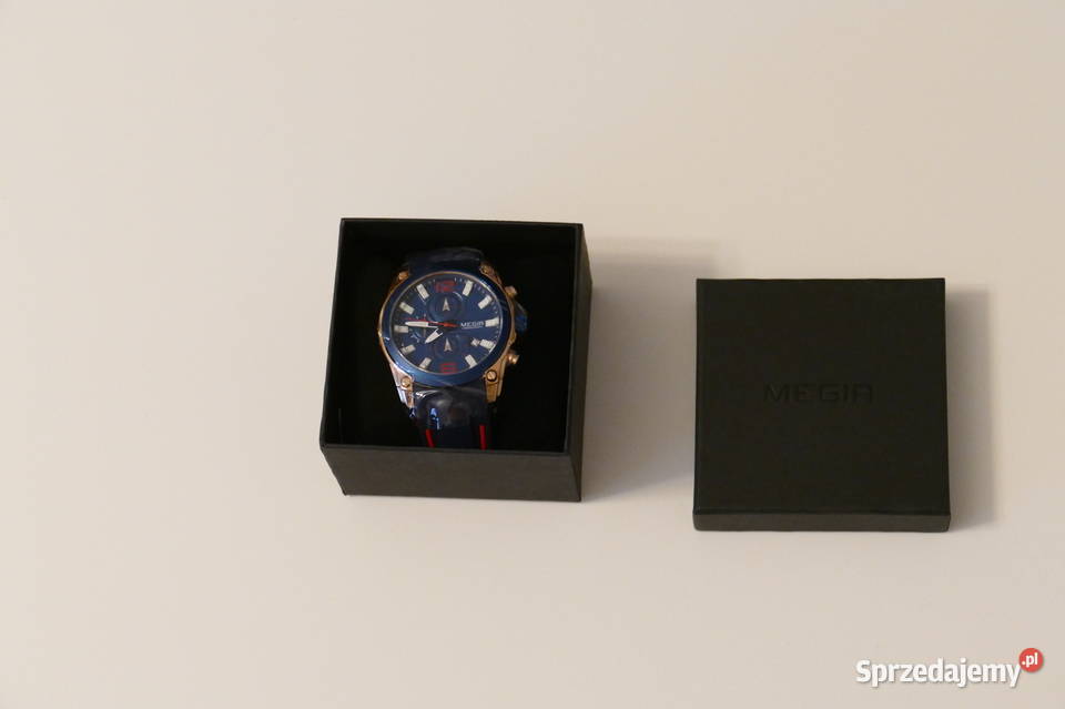 Męski zegarek chronograf Megir silikonowy pasek Olsztyn