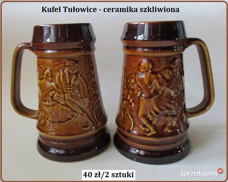 Kufel Tułowice ceramika szkliwionavintagePRL łódzkie Łódź
