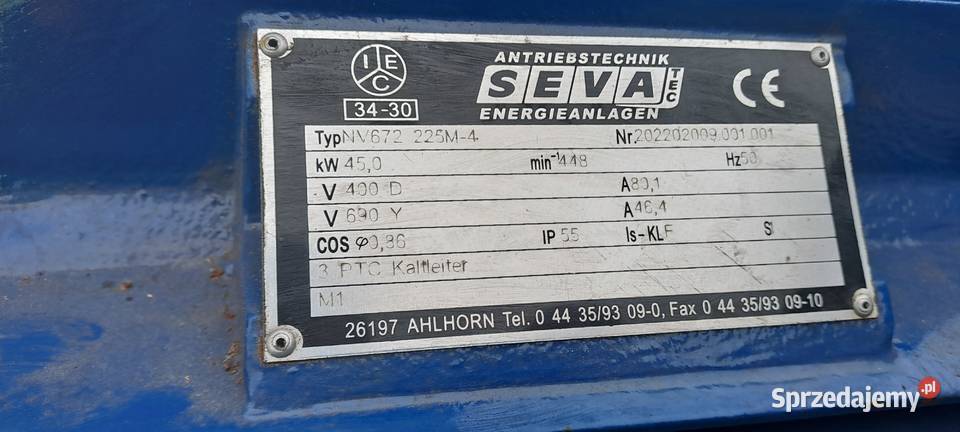 Motoreduktor Seva Tec 448 obr min 45kw Pozostałe