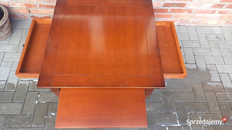 Stolik kawowy stylowy drewniany z szufladami i Gawroniec