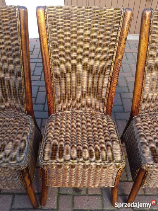 Krzesła rattanowe drewniane wielkopolskie Kotlin sprzedam