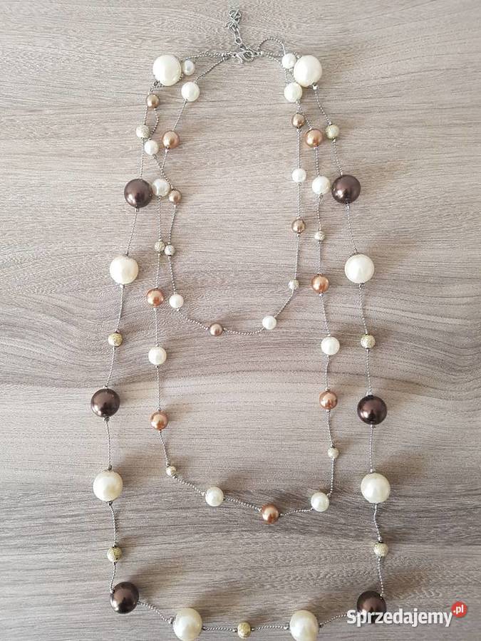 Korale kremowe brązowe potrójne małopolskie Nowy Sącz