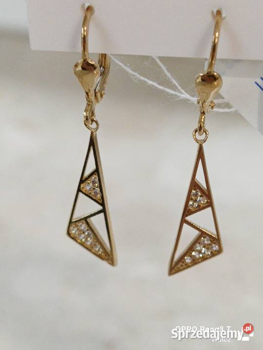 Złote Nowe kolczyki z cyrkoniami wys 35mmpr333 zachodniopomorskie sprzedam