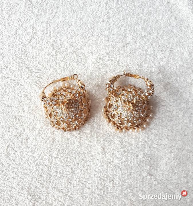 Złote kolczyki indyjskie orient duże jhumki sprzedam