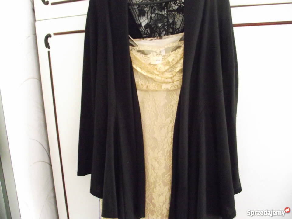 PINK CRAYON USA CZARNY KARDIGAN Z GIPIURĄ r M Piła