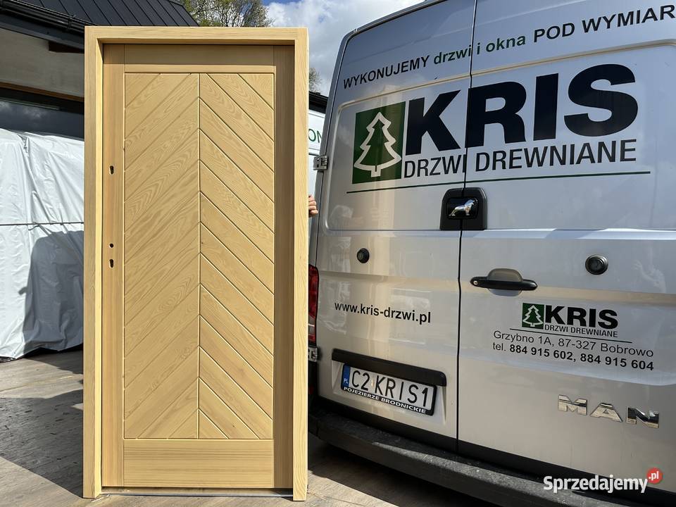 Drzwi zewnętrzne drewniane białe ANGIELSKIE Grzybno sprzedam