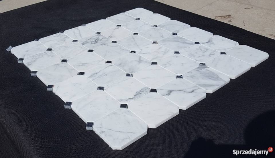 MOZAIKA BIANCO CARRARA OCTAGON DEKOR CZARNOBIAŁA Bielawa