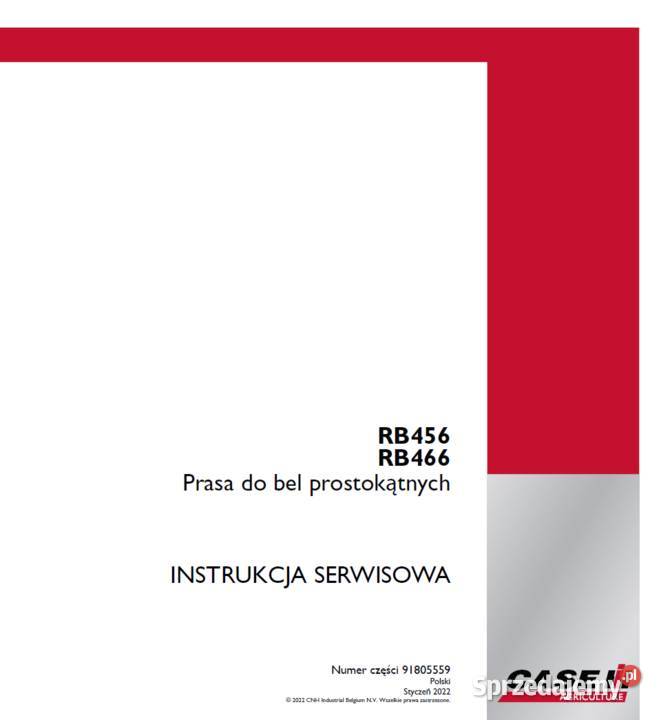 CASE RB 456 466 prasa instrukcja napraw po Polsku