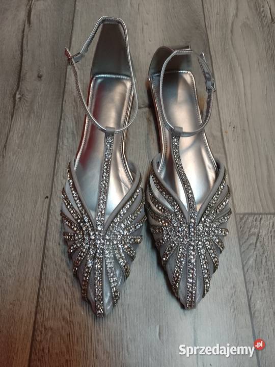 40 Srebrne Bogato zdobione ślubne baleriny Kraków