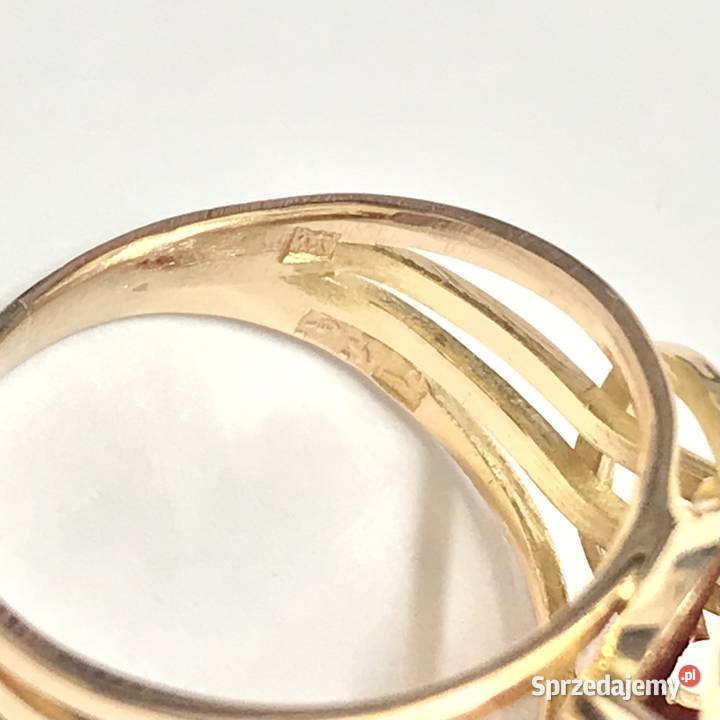 Złoty PIERŚCIONEK z KORALEM 750 18K egipski Warszawa