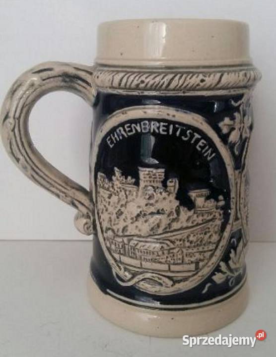 Antyk Kufel do Piwa Kobalt Ciężka CeramikaNiemcy Gdańsk
