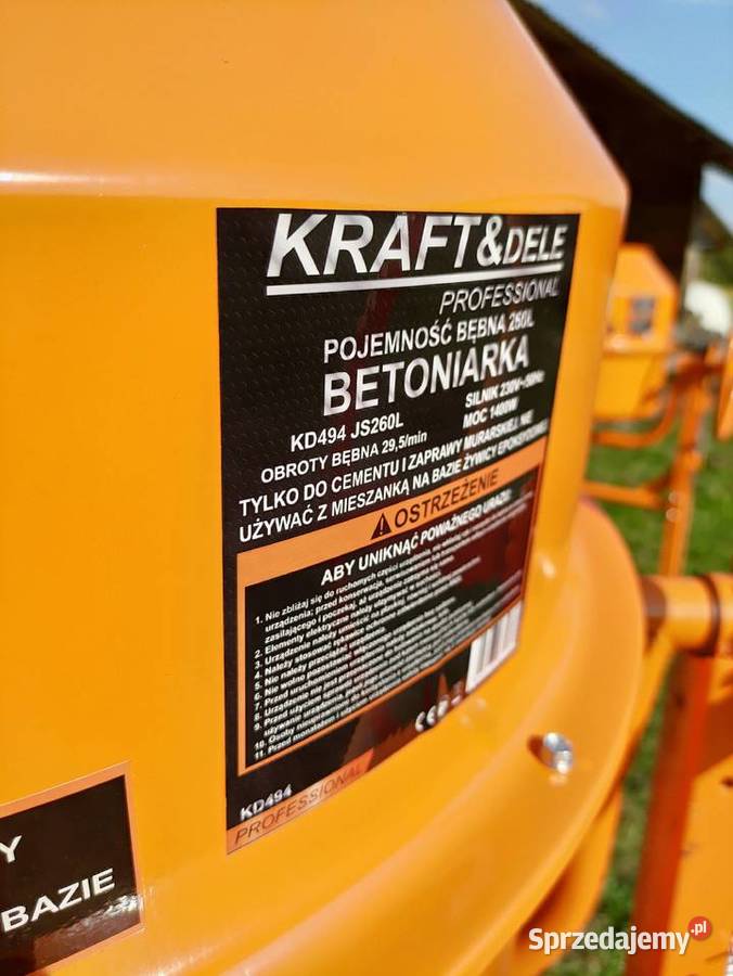 BETONIARKA KRAFT 260L 1400W Dąbrówka Dolna sprzedam