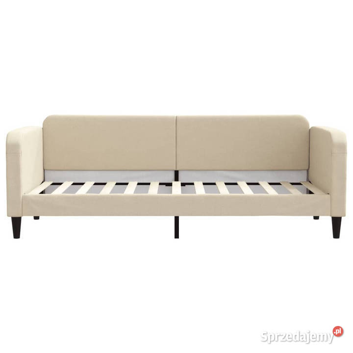 Sofa rozsuwana z szufladami kremowa tkanina Łóżka Warszawa