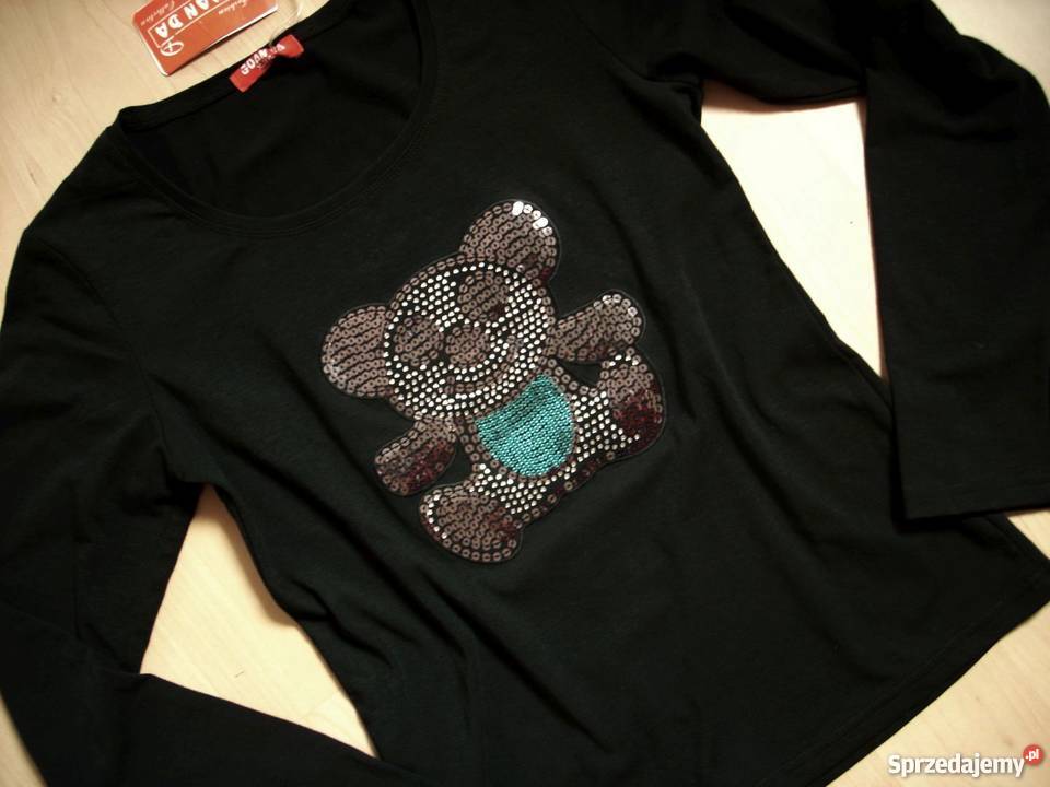 NOWA Czarna bluzka MIŚ Cekiny S M kolorowy Nowy Sącz