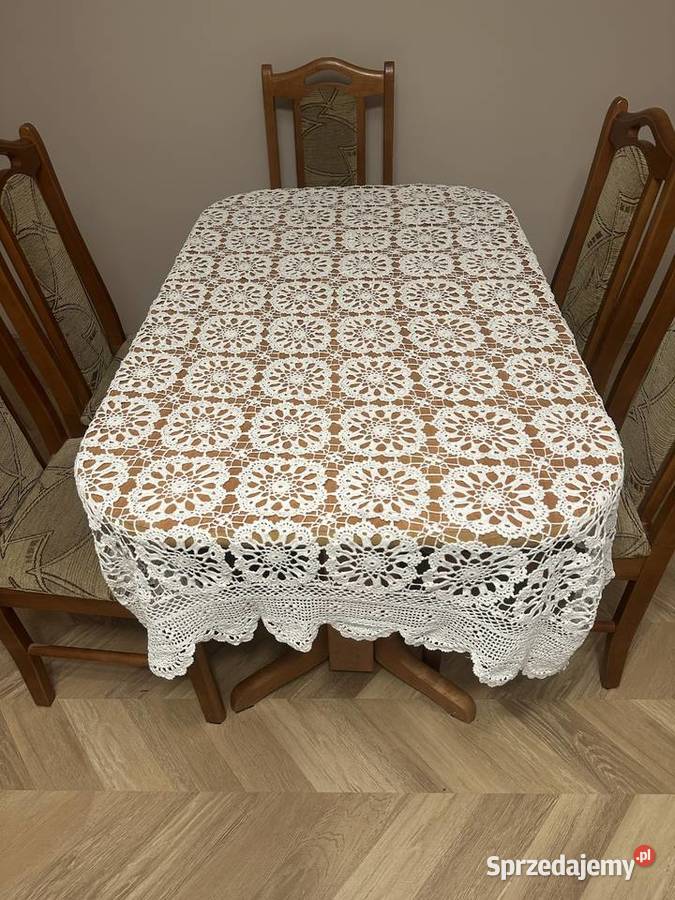 Obrus szydełko rękodzieło 150x150 biały Łódź sprzedam