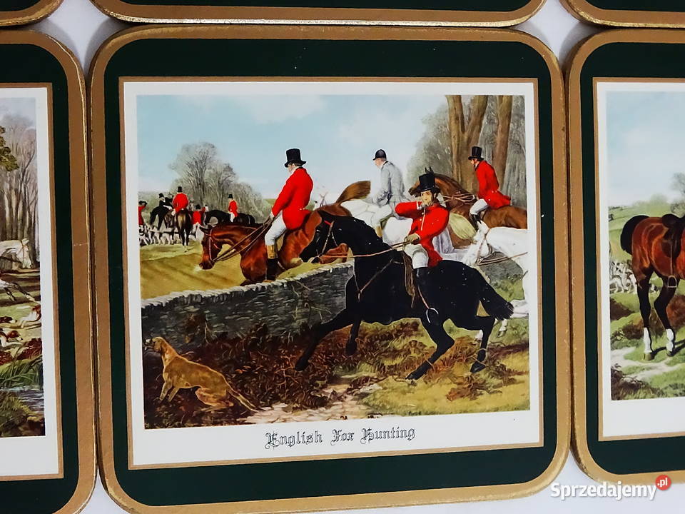 Zestaw 6 podkładek English Fox Hunting korek lubelskie Biłgoraj