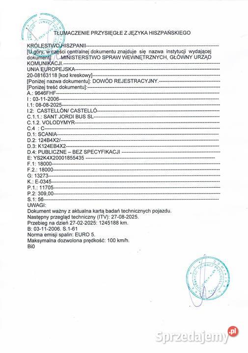 SCANIA IRIZAR CENTURY 61 OSOB EURO5 sprowadzony Tarnobrzeg sprzedam