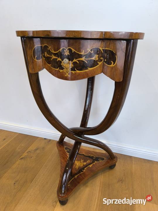 Piękna unikalna konsolka stolik intarsjowana