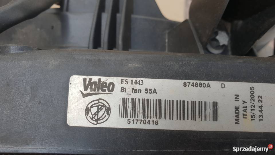 FIAT CROMA KOMPLET CHŁODNIC WENTYLATORY 51770418