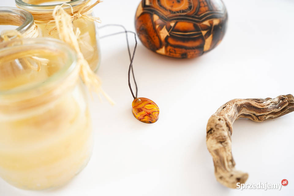 Kolorowy owalny artystyczny wisiorek