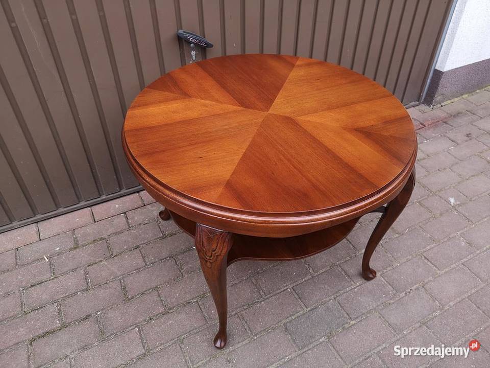 Stolik Ława Okrągły Orzech Antyk Stary Renowacji wielkopolskie Swarzędz