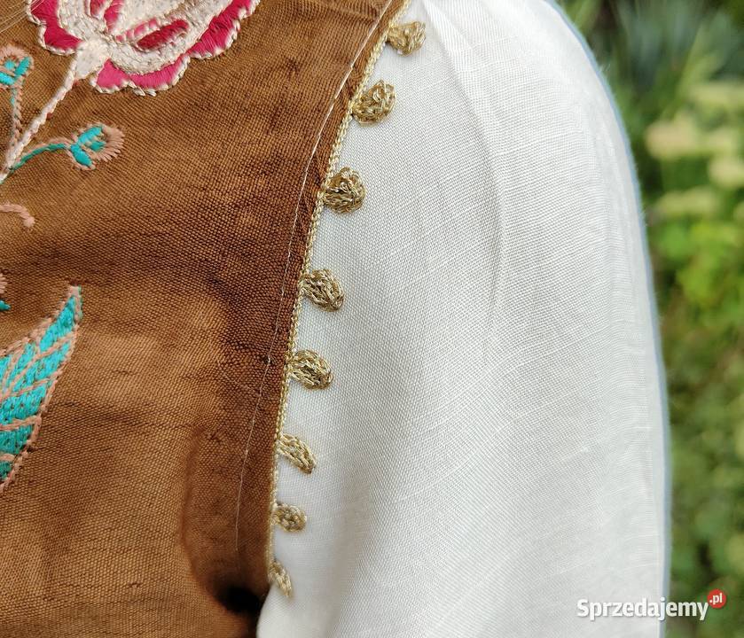 Brązowa kamizelka bolerko gorset S 36 etno folk zachodniopomorskie sprzedam