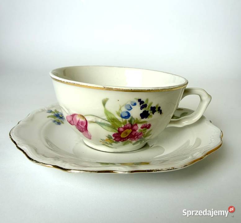 Filiżanka ze spodkiem Bogucice porcelana PRL Porcelana i szkło Kraków sprzedam