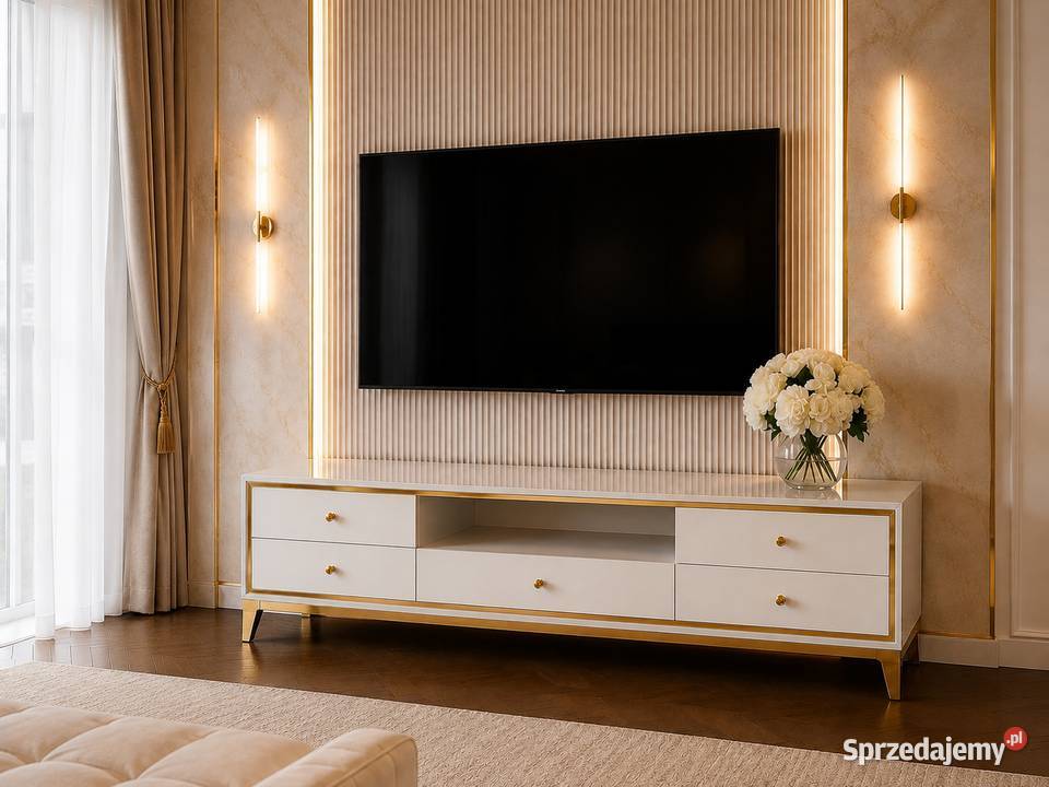Szafka RTV LORENZO L Glamour Biały Połysk Warszawa