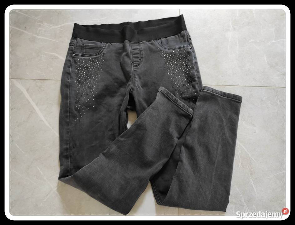 Spodnie tregginsy na gumce 40 L 42 XL jeansy czarny Płock