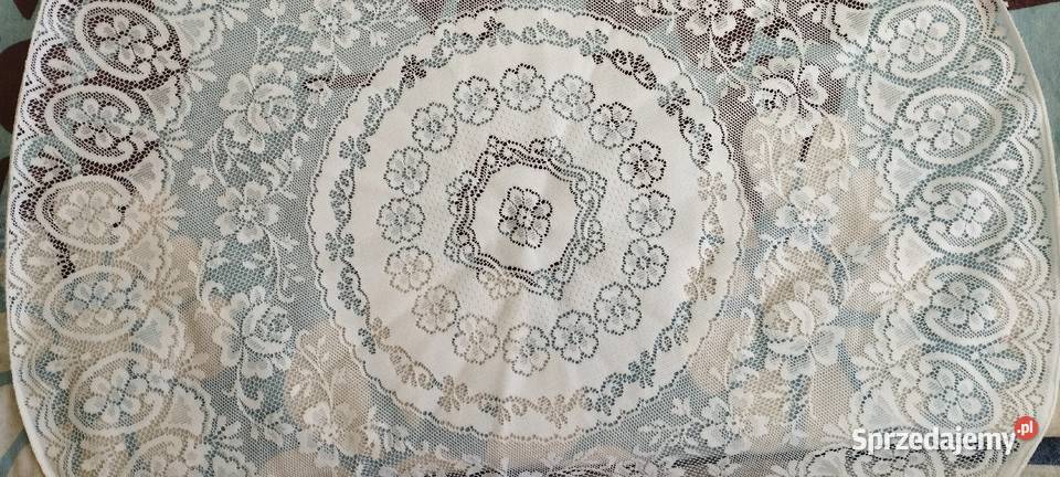 Obrus biały materiał firanka koło średnica 90 Bolesławiec sprzedam