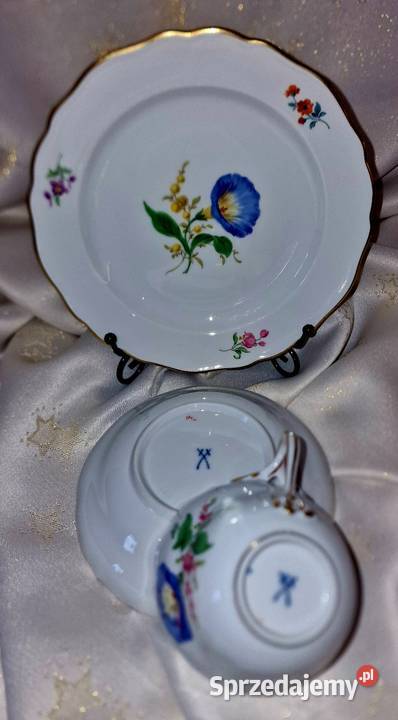 MeissenMiśni porcelanowe trio śniadaniowe lubelskie Sadurki