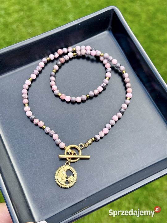 Naszyjnik choker jaspis pink zebra kamień Łomża