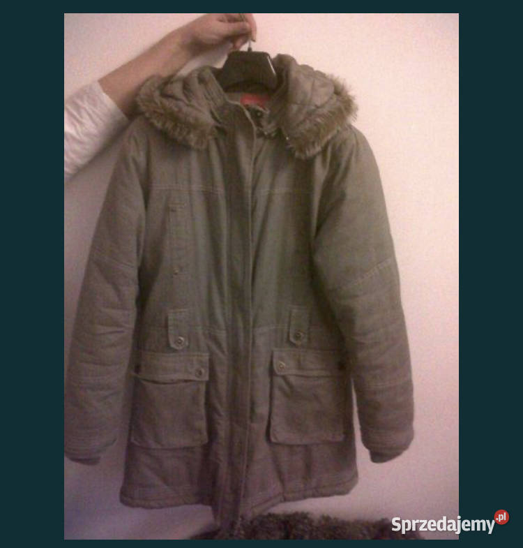 Parka kurtka zimowa 38 M nowa kaptur khaki brązowy/beżowy Warszawa sprzedam