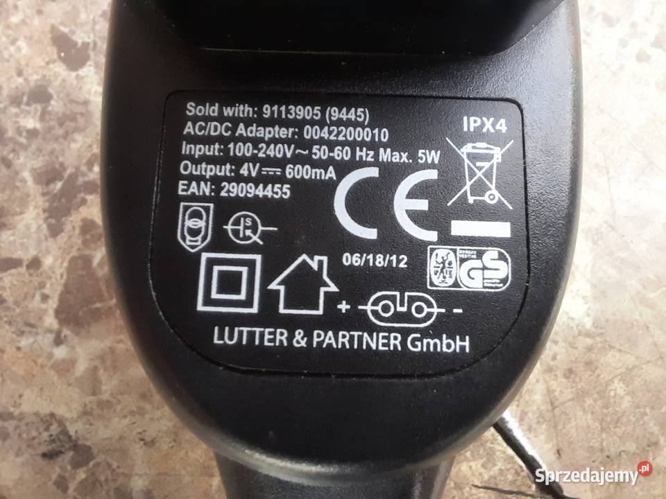 Zasilacz ładowarka maszynki do golenia 4V 600mA