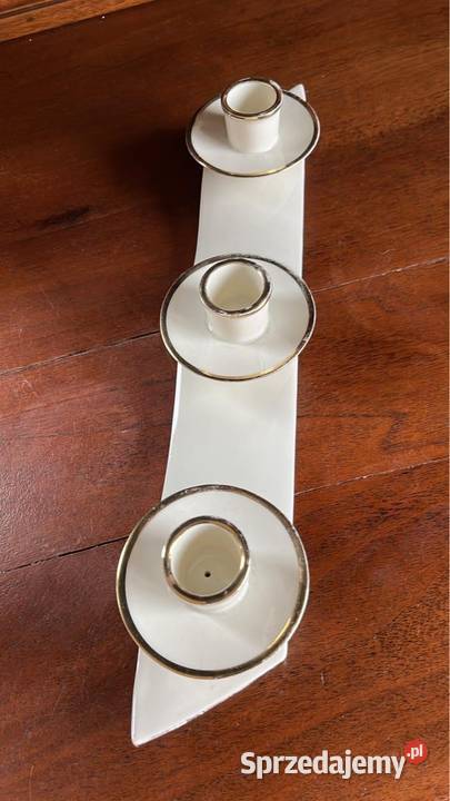 Świecznik na 3 świece Syg Gerold Co Tettau Porcelana i szkło