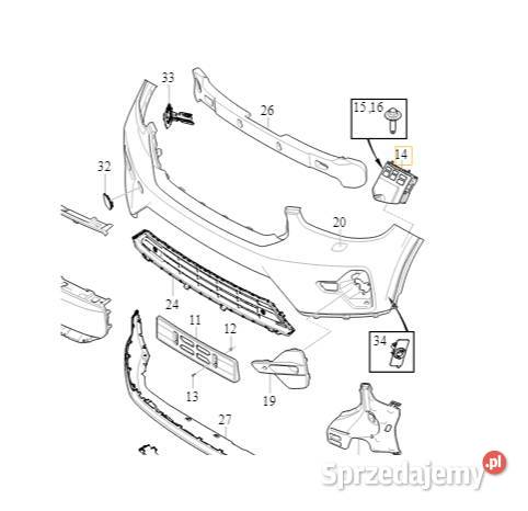 VOLVO XC40 C40 slizg zderzaka przedni prawy