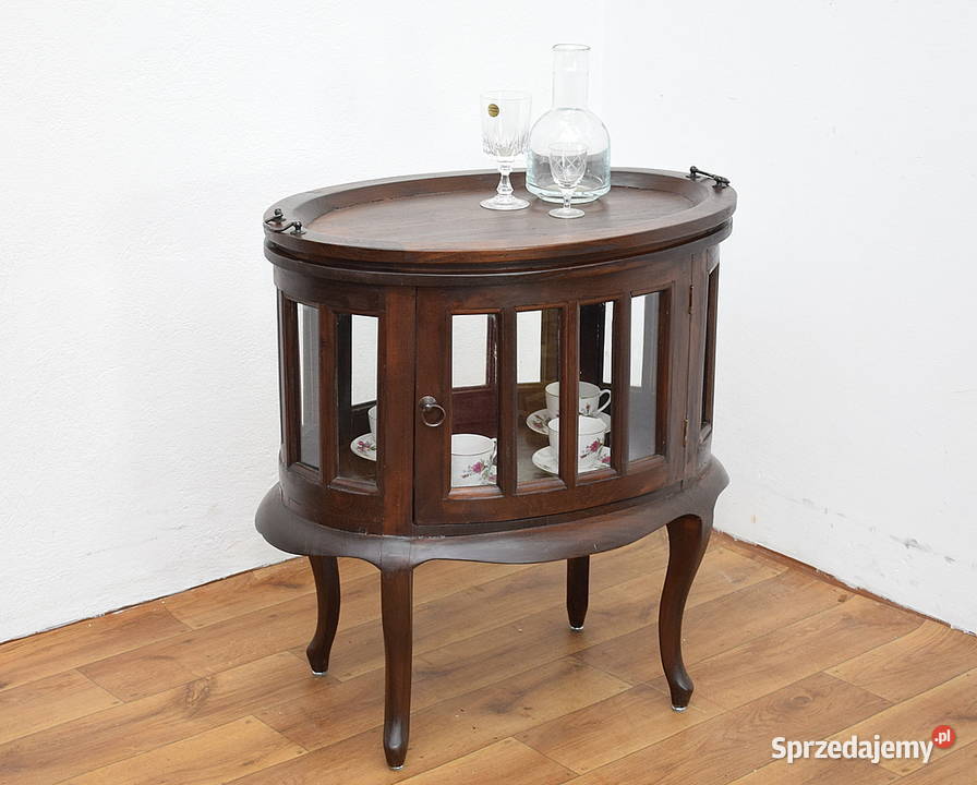 Kolonialny barek tekowy szafka herbaciarka