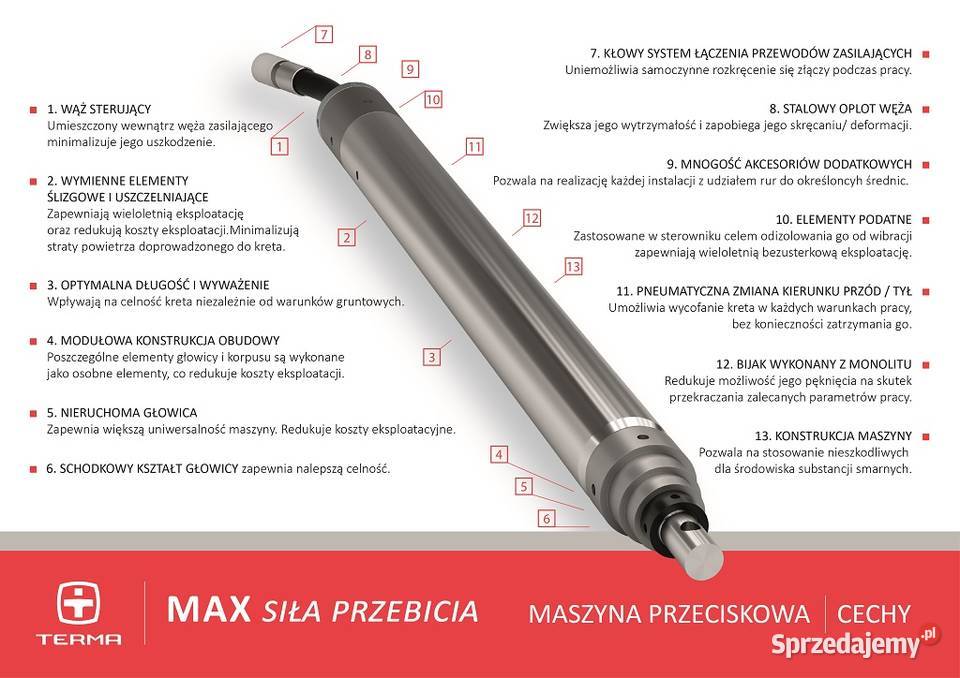 Maszyna do przecisków kret do przecisków TERMA Lubin