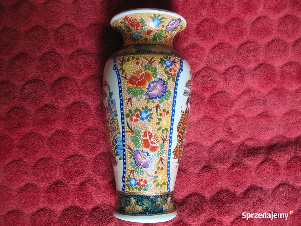 Wazon Misternie zdobiony złoty relief porcelana wielokolorowy Wazony Siedlce sprzedam